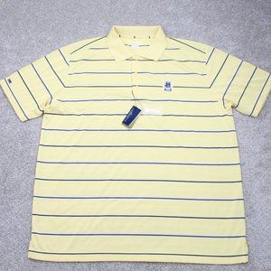 PGA Authentic Polo Shirt NWT Men's XL Yellow  w/ Blue/White Stripes S/S Pullover